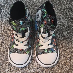 Kids High-Top Sneakers with Colorful Bug Print - Gray